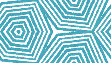 Tekrar eden mayo tasarımı. Turkuaz simetrik kaleydoskop arka planı. Tekstil hazır harika baskı, mayo kumaş, duvar kağıdı, ambalaj. Yaz şapkası süsleme deseni.