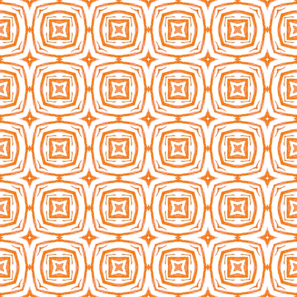 緑の幾何学的なシェブロン水彩境界 オレンジ珍しいBohoシックな夏のデザイン シェブロン水彩柄 繊維準備ができて正のプリント 水着生地 — ストック写真