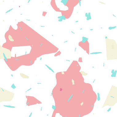 Terrazzo kusursuz desen. Pembe Venedik döşeme dokusu. Terrazzo pürüzsüz desenli, serin renklerde. Doğal taşlardan, granitten, kuvarstan, mermerden, betondan yapılmış arkaplan. 