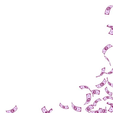 Avrupa Birliği Euro notları düşüyor. Beyaz arka planda seyrek Avro banknotları. Avrupa parası. İnanılmaz vektör çizimi. Çekici ikramiye, servet ya da başarı konsepti.