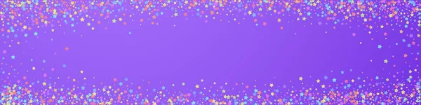 Festliches Original Konfetti Feierstars Bunte Sterne Dicht Auf Violettem Hintergrund — Stockvektor