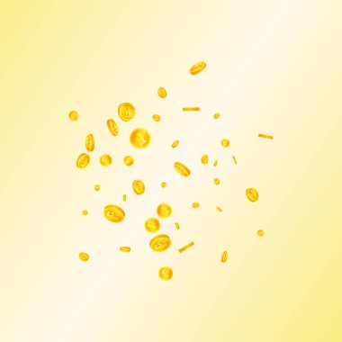 İsviçre frangı para yağıyor. İnanılmaz dağınık CHF paraları. İsviçre parası. Kusursuz ikramiye, servet ya da başarı konsepti. Vektör illüstrasyonu.