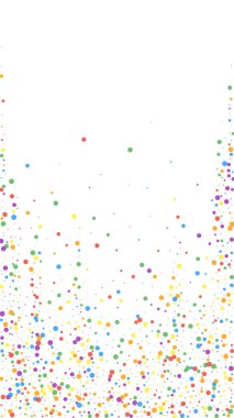 Şenlikli değerli konfeti. Kutlama yıldızları. Beyaz arka planda renkli konfeti. Büyüleyici şablon şablonu. Dikey vektör arkaplanı.