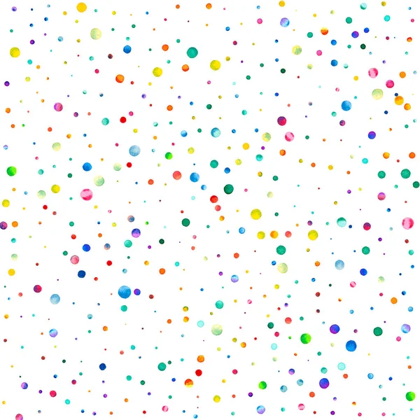 Watercolor Confetti White Background Admirable Rainbow Colored Dots Happy Celebration — Stock Photo, Image