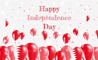 Bahreyn Bağımsızlık Günü Vatanseverlik Tasarımı. Bahraini Ulusal Renkleri 'nde balonlar. Bağımsızlık Günü Kutlama Kartın kutlu olsun..