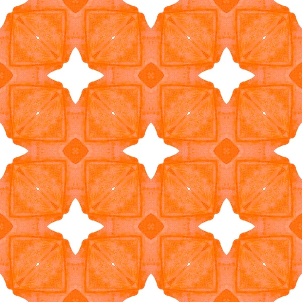 繊維準備ができて形状印刷 水着生地 オレンジ素晴らしいBohoシックな夏のデザイン 手彩色水彩境界 彩色の背景 — ストック写真