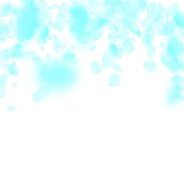 Pétales Fleurs Turquoise Tombant Posh Fleurs Romantiques Tombant Pluie Flying — Image vectorielle