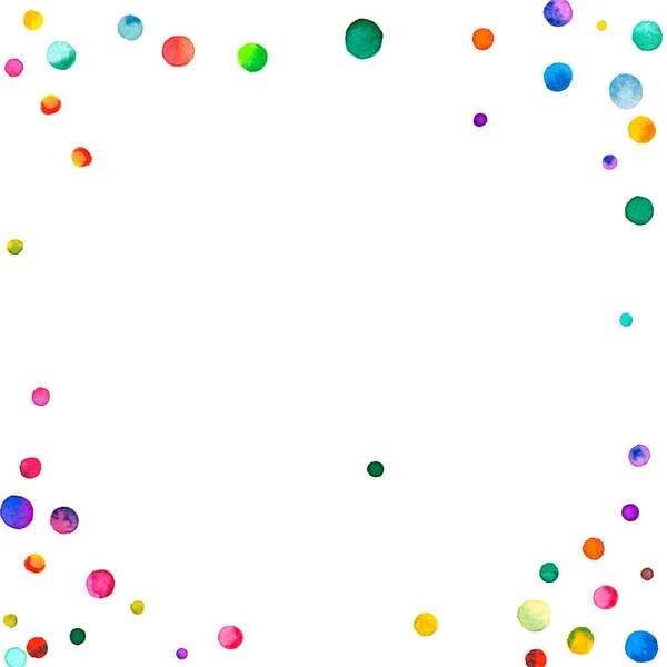 Watercolor Confetti White Background Admirable Rainbow Colored Dots Happy Celebration — Stock Photo, Image