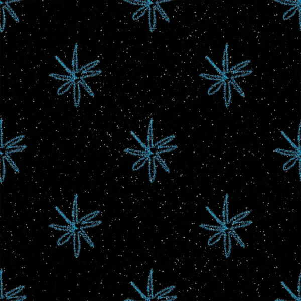 Mão Desenhado Flocos Neve Padrão Sem Costura Natal Flying Snow — Fotografia de Stock