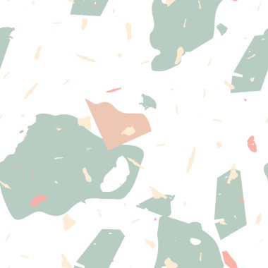 Terrazzo kusursuz desen. İç dekorasyon için minimalist döşeme taşı. Terrazzo pürüzsüz desenli, serin renklerde. Doğal taşlardan, granitten, kuvarstan, mermerden, betondan yapılmış arkaplan. 