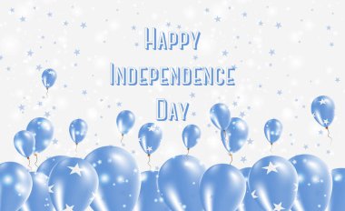 Mikronezya Birleşik Devletleri Bağımsızlık Günü Vatansever Tasarımı. Mikronezya Ulusal Renkleri 'nde balonlar. Bağımsızlık Günü Kutlama Kartın kutlu olsun..