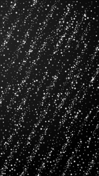 驚くべき秋の星クリスマスの背景 黒の背景に小さな飛行雪のフレークと星 驚くべき冬の銀雪の結晶オーバーレイテンプレート 版本著 — ストックベクタ