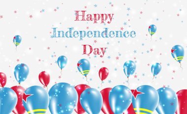 Aruba Bağımsızlık Günü Vatanseverlik Tasarımı. Aruban Ulusal Renkleri 'nde balonlar. Bağımsızlık Günü Kutlama Kartın kutlu olsun..