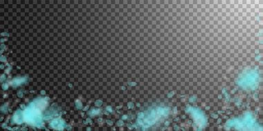 Turkuaz çiçek yaprakları dökülüyor. Nefes kesen romantik çiçekler yağmur yağıyor. Şeffaf geniş arkaplanda uçan taç yaprakları. Aşk, romantizm kavramı. Hoş bir düğün davetiyesi..