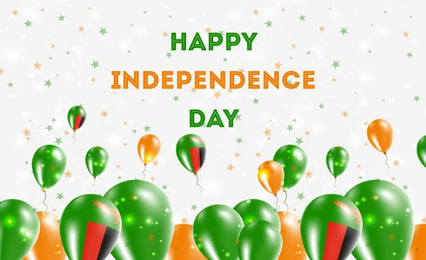 Zambia Independence Day Patriotic Design Globos Zambian National Colors Tarjeta — Vector de stock