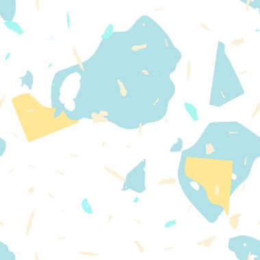 Terrazzo kusursuz desen. Mavi klasik döşeme dokusu. Terrazzo pürüzsüz desenli, serin renklerde. Doğal taşlardan, granitten, kuvarstan, mermerden, betondan yapılmış arkaplan. 