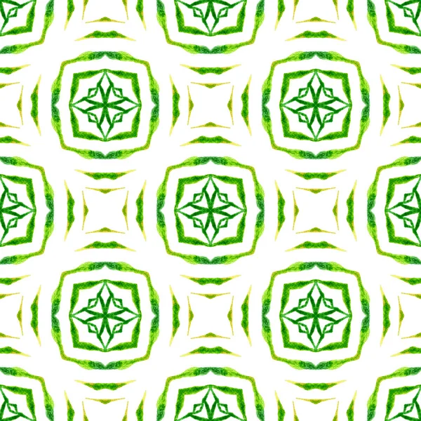水彩画背景 绿色的实际Boho时髦的夏季设计 手绘水彩画边框 纺织品精制印花 包装材料 — 图库照片