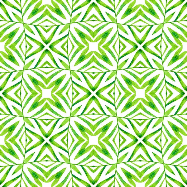 モザイクシームレスパターン 緑の古典的なBohoシックな夏のデザイン 手描きの緑のモザイクシームレスな境界線 繊維準備ができた印象的なプリント 水着生地 — ストック写真