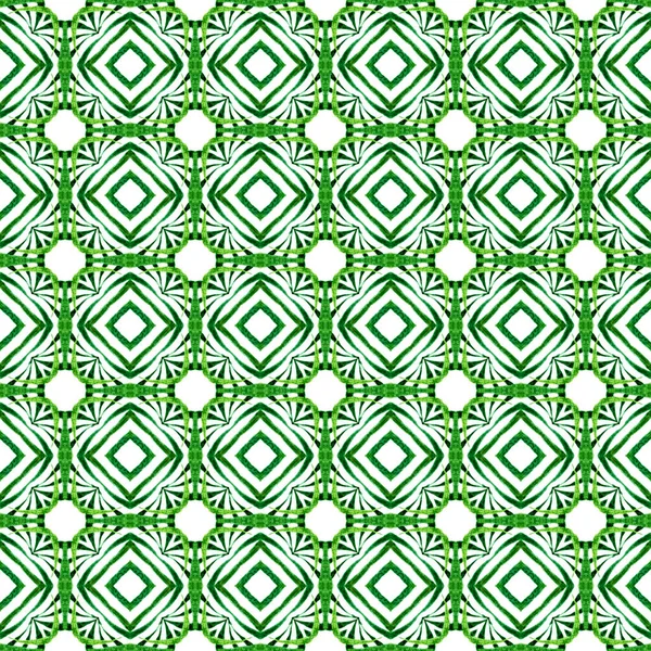 Bordo Orientale Arabesco Disegnato Mano Verde Magnifico Boho Chic Estate — Foto Stock