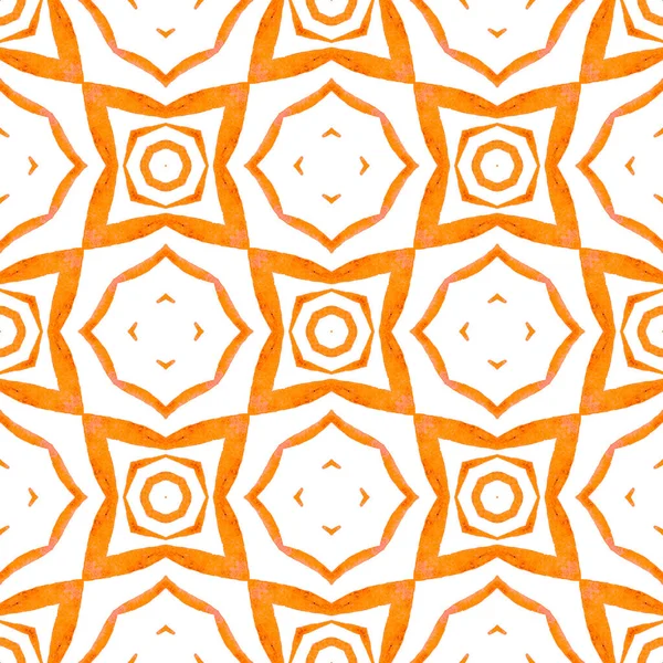テキスタイル準備ができて創造的なプリント 水着生地 オレンジ魅力的なBohoシックな夏のデザイン シェブロン水彩柄 緑の幾何学的シェブロン水彩境界 — ストック写真