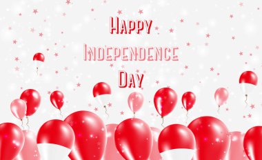 Endonezya Bağımsızlık Günü Vatansever Tasarımı. Endonezya Ulusal Renkleri 'nde balonlar. Bağımsızlık Günü Kutlama Kartın kutlu olsun..