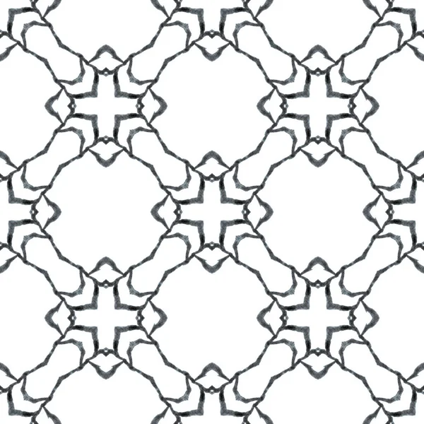 Ethnische Handbemalte Muster Schwarz Weiß Hübsches Boho Chic Sommerdesign Textilfertiger — Stockfoto
