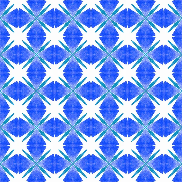 繊維準備ができて思い出に残るプリント 水着生地 ブルーの魅惑的なBohoシックな夏のデザイン モザイクシームレスパターン 手描き緑モザイクシームレスな境界線 — ストック写真