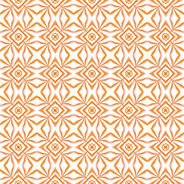 El çizimi yeşil mozaik pürüzsüz sınır. Turuncu modern boho şık yaz tasarımı. Mozaik kusursuz desen. Tekstil hazır harika baskı, mayo kumaş, duvar kağıdı, ambalaj..