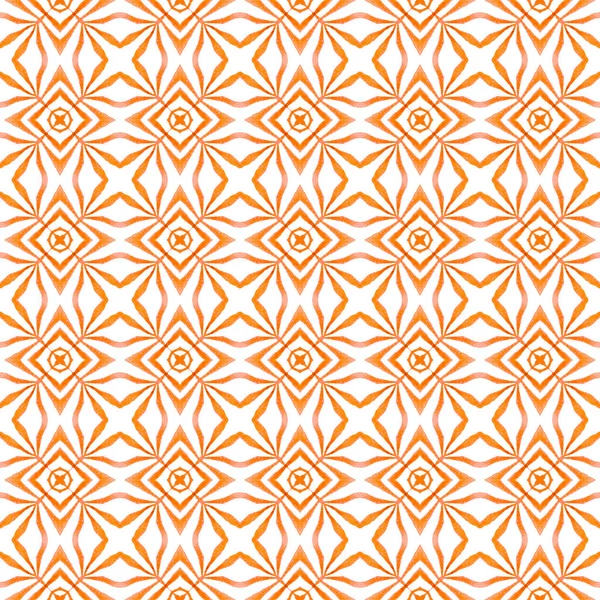 Hand Drawn Green Mosaic Seamless Border Orange Modern Boho Chic — Stock Photo, Image
