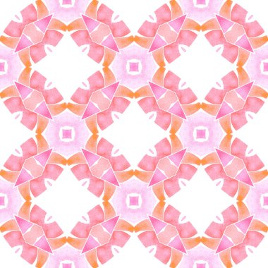 Tekstil hazır nadir baskılar, mayo kumaş, duvar kağıdı, ambalaj. Turuncu nefes kesici boho şık yaz tasarımı. Suluboya yaz etnik sınır düzeni. Etnik el boyası desen.