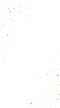 Şenlikli yaratıcı konfeti. Kutlama yıldızları. Beyaz arka planda rastgele seçilmiş renkli yıldızlar. Güzel bir şablon. Dikey vektör arkaplanı.