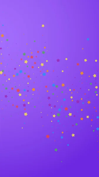 Festliches Konfetti Feierstars Fröhliche Sterne Auf Violettem Hintergrund Frische Festliche — Stockvektor