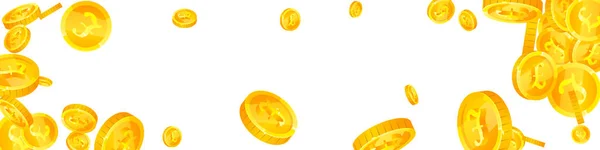 イギリスのポンド硬貨が落ちる かわいい散在するGbpコイン イギリスのお金 大規模なジャックポット 富または成功の概念 ベクターイラスト — ストックベクタ