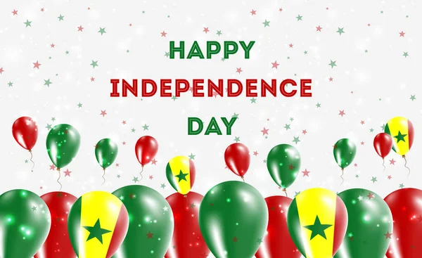 День Независимости Сенегала Патриотический Дизайн Воздушные Шары Сенегальских Национальных Цветах — стоковый вектор
