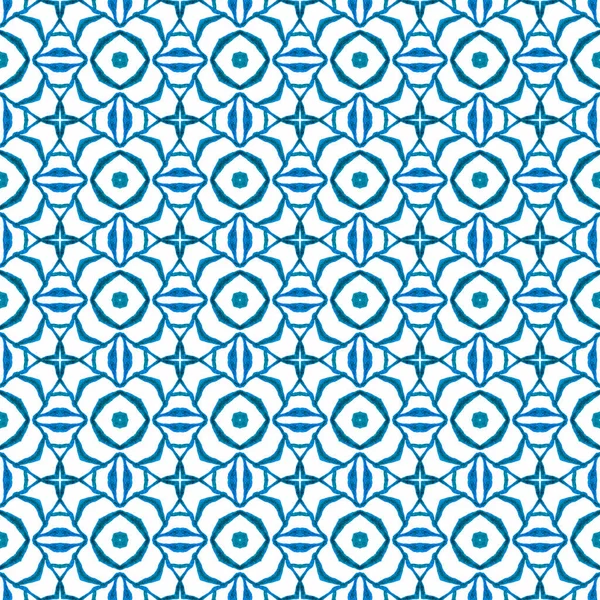 Egzotyczny Bezszwowy Wzór Niebieski Ładny Boho Szykowny Letni Design Tekstylia — Zdjęcie stockowe
