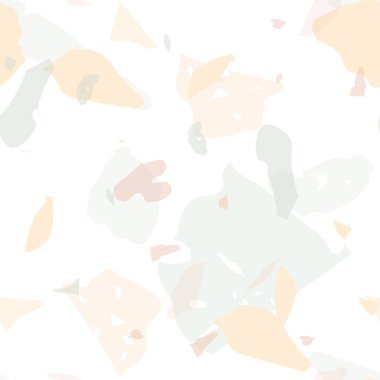 Terrazzo kusursuz desen. Pastel Venedik kaldırım taklidi fayans. Doğal taşlardan, granitten, kuvarstan, mermerden, betondan yapılmış arka plan. Terrazzo pürüzsüz desenli serin renklerde. 