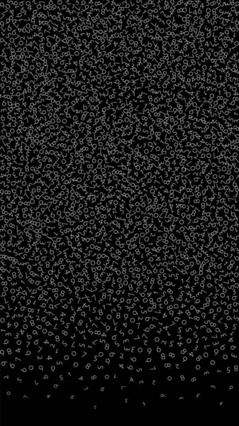 Düşen sayılar, büyük veri konsepti. Çift beyaz düzensiz uçan parmaklar. Siyah arkaplanda gözle görülür fütüristik pankart. Düşen sayılarla dijital vektör illüstrasyonu.