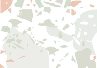 Terrazzo modern soyut şablon. Klasik İtalyan döşemesinin turuncu ve gri dokusu. Venedik terrazzo trend vektör arka planı Taşlardan, granitten, kuvarstan, mermerden, betondan yapılmış. 