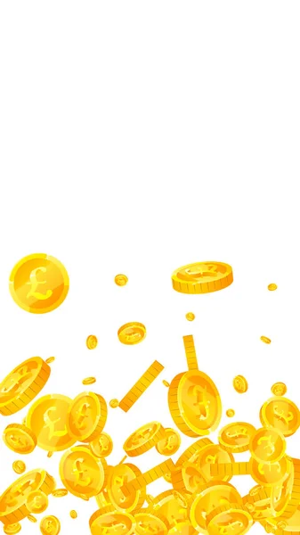 イギリスのポンド硬貨が落ちる 貴重な散乱Gbpコイン イギリスのお金 劇的なジャックポット 富または成功の概念 ベクターイラスト — ストックベクタ