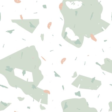 Terrazzo kusursuz desen. İç dekorasyon için minimalist döşeme taşı. Terrazzo pürüzsüz desenli, serin renklerde. Doğal taşlardan, granitten, kuvarstan, mermerden, betondan yapılmış arkaplan. 