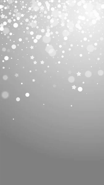 Magische Sterren Schaarse Kerst Achtergrond Subtiele Vliegende Sneeuwvlokken Sterren Grijze — Stockvector