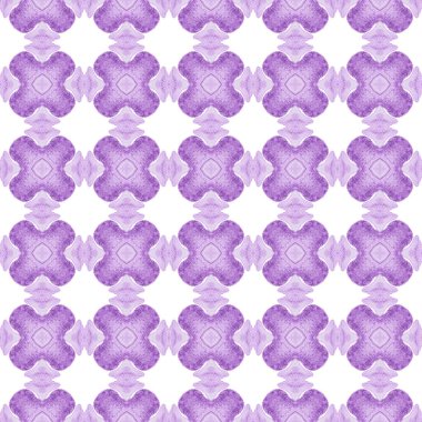 Tekrar eden mayo tasarımı. Mor canlı boho şık yaz tasarımı. Suluboya, kiremit sınırını tekrarlıyor. Tekstil hazır ekstra baskı, mayo kumaş, duvar kağıdı, ambalaj..