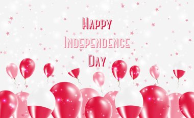 Polonya Bağımsızlık Günü Vatanseverlik Tasarımı. Polonya Ulusal Renkleri 'nde balonlar. Bağımsızlık Günü Kutlama Kartın kutlu olsun..