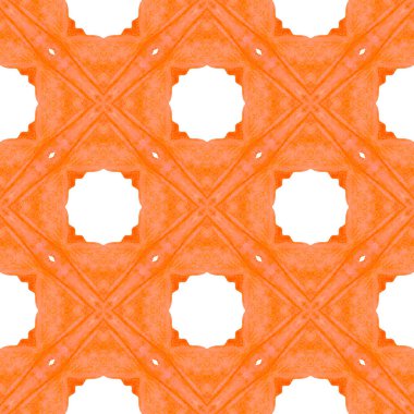 Tekstil hazır kaliteli baskı, mayo kumaş, duvar kağıdı, ambalaj. Portakal rengi güzel boho şık yaz tasarımı. Elle boyanmış suluboya kenar. Döşemeli suluboya arkaplan.