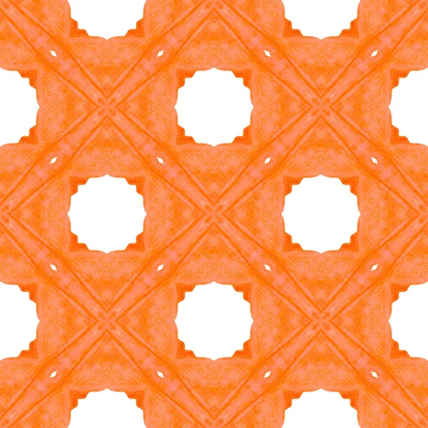 繊維準備ができて著名な印刷 水着生地 オレンジ素敵なBohoシックな夏のデザイン 手彩色水彩境界 彩色の背景 — ストック写真