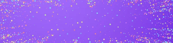 Feestelijke Dramatische Confetti Feeststerren Kleurrijke Sterren Dicht Violette Achtergrond Verbazingwekkende — Stockvector