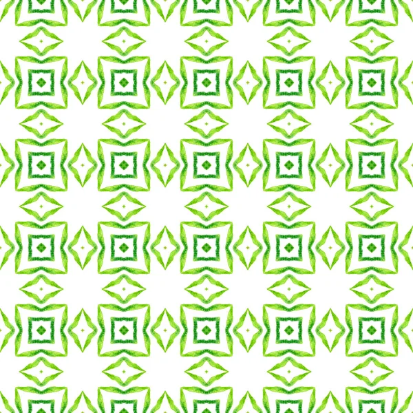 有機的なタイル グリーンポッシュBohoシックな夏のデザイン 繊維準備ができてスイッチングプリント 水着生地 トレンディ有機緑の境界線 — ストック写真