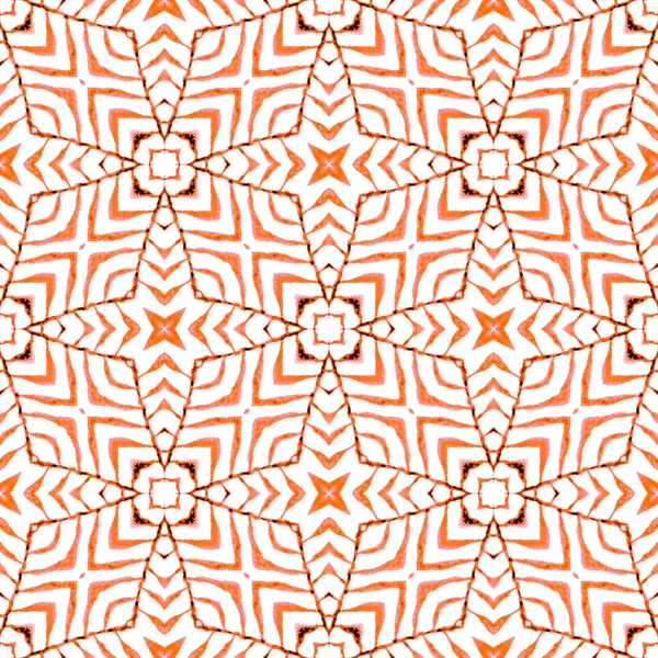 Suluboya, kiremit sınırını tekrarlıyor. Turuncu sanatsal boho şık yaz tasarımı. Tekrar eden mayo tasarımı. Tekstil hazır ekstatik baskı, mayo kumaş, duvar kağıdı, ambalaj..