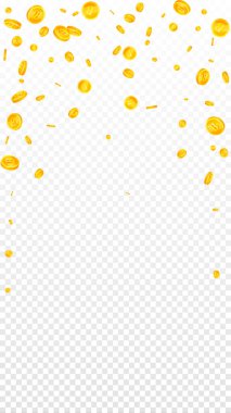 Thai baht coins falling. Gold scattered THB coins. Thailand money. Jackpot wealth or success concept. Vector illustration.