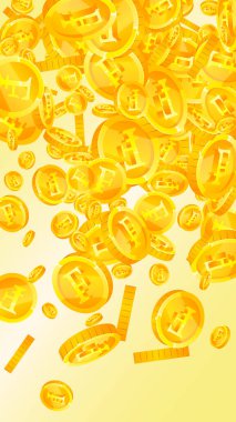 İsviçre frangı para yağıyor. Altın dağınık CHF paraları. İsviçre parası. Küresel finansal kriz konsepti. Vektör illüstrasyonu.